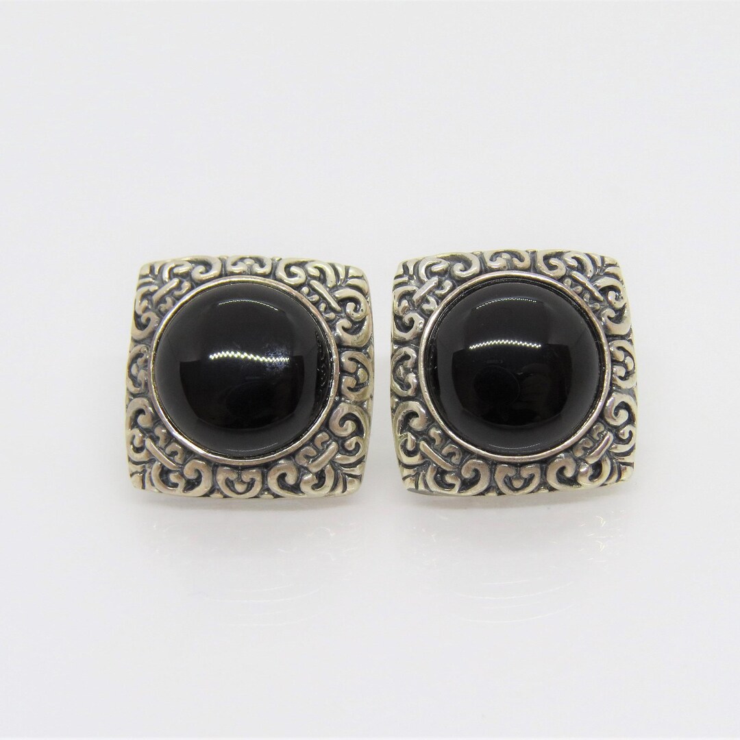 Orecchini Donna In Onice Nero E Argento 925 - Stile Vintage A Cuore 10mm, Ipoallergenici, In Confezione Regalo ALTHUM