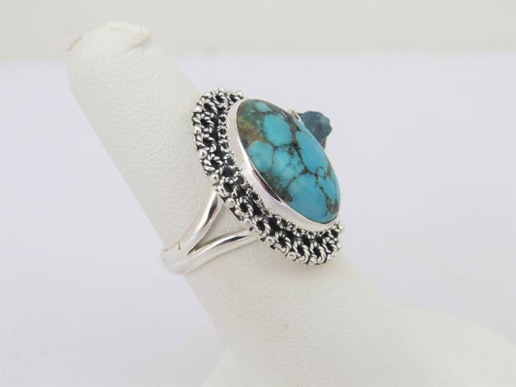 Vintage Sterling Silver Turquoise & Aquamarine Ri… - image 4