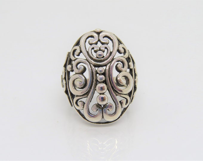 Vintage Sterling Silver Filigree Dome Ring Size 7