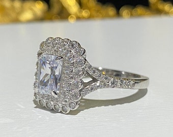 Anello di fidanzamento con topazio bianco in argento sterling, regalo per lei - Italia Anello di fidanzamento con topazio bianco in argento sterling, regalo per lei - Italia