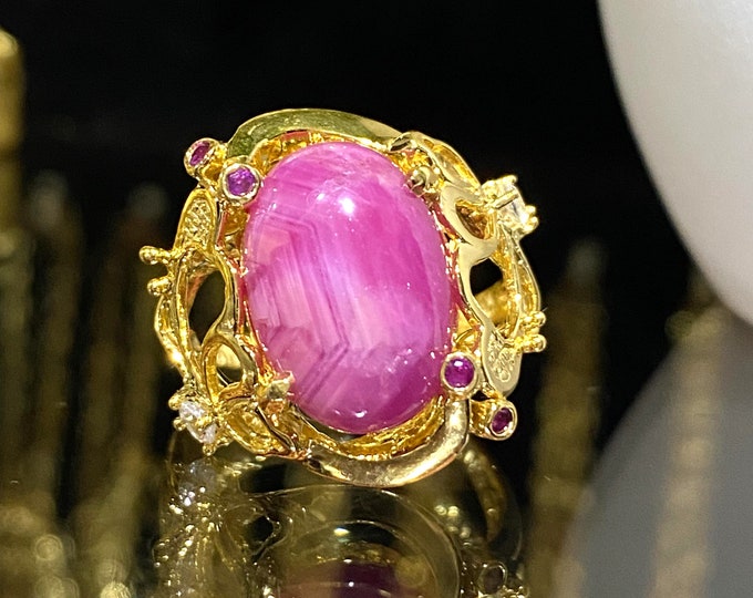 Vintage 15K 610 Solid Yellow Gold Natural Ruby & White Topaz Frog Ring Size 7
