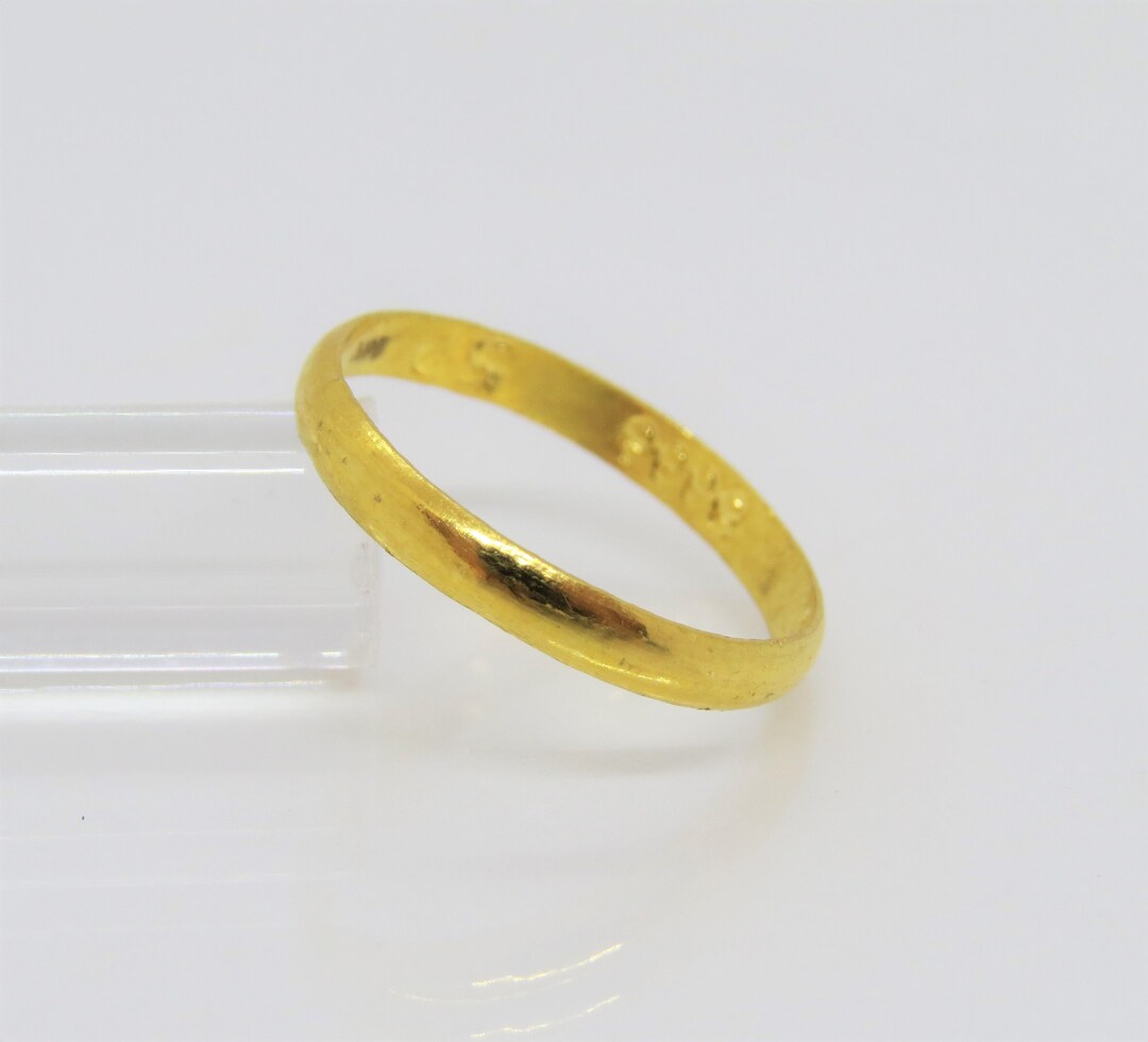 18k-24k Solid Yellow Gold Round Ring/ Thin 24k Gold Ring Stopper