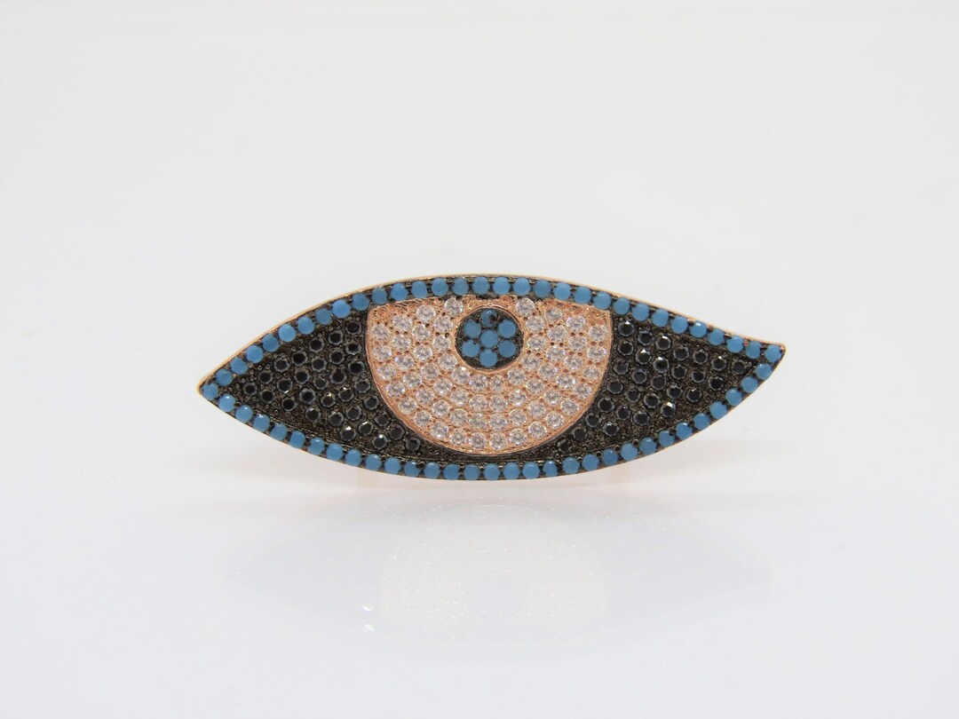 HONOR Eye Sterling Silver Ring plated in Platinum with Turquoise Enamel (No 53)