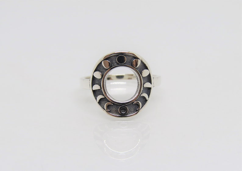 Vintage Sterling Silver Moon Phases Band Ring Size 5