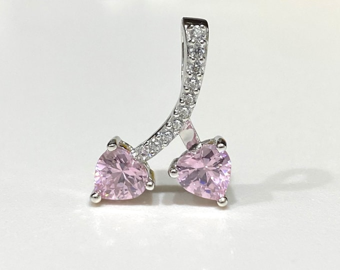 Sterling Silver Heart cut Pink Sapphire & White Topaz Pendant.