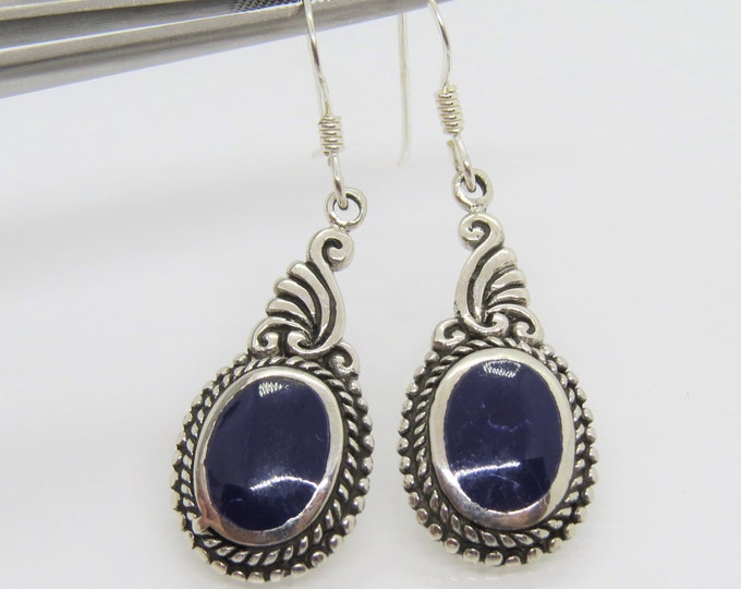 Vintage Sterling Silver Sodalite Dangle Earrings