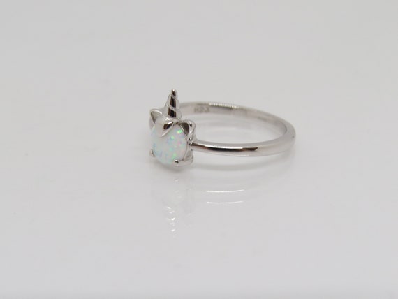 Vintage Bali Sterling Silver Unicorn White Opal R… - image 3