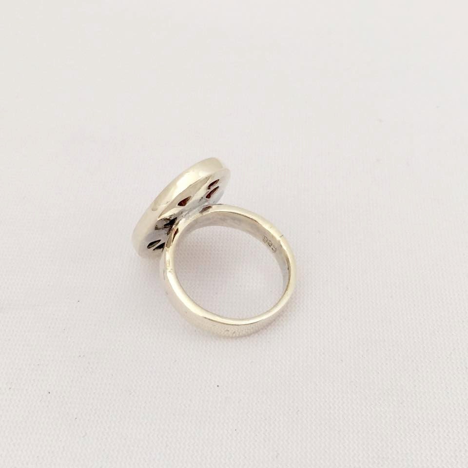 Vintage Sterling Silver Inlay Mixed Gemstone Ring Size 6.75 - Etsy