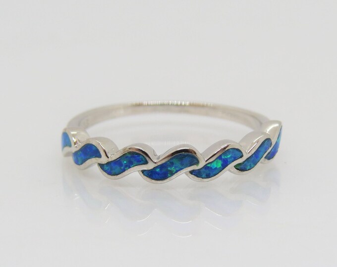 Vintage Sterling Silver Blue Opal Ring Size 7