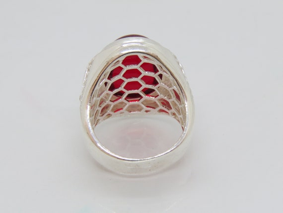 Vintage Sterling Silver Ruby Cabochon & White Top… - image 2