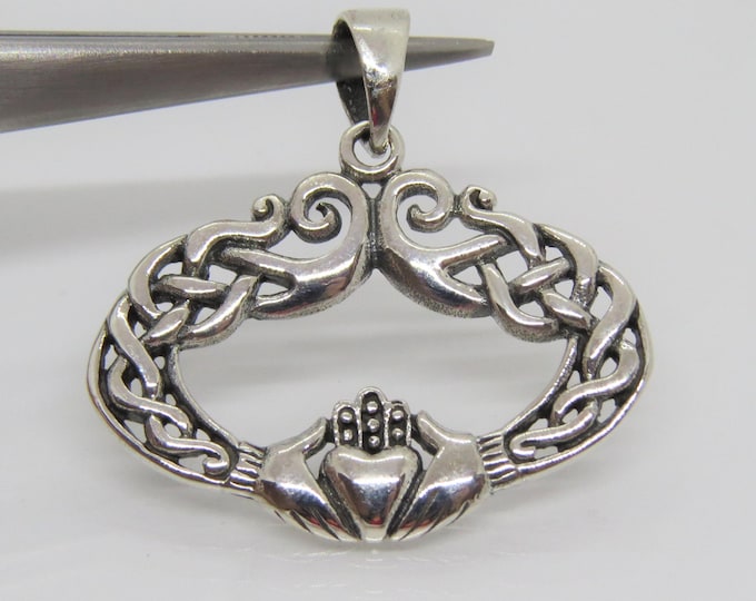 Vintage Claddagh Sterling Silver Charm Pendant