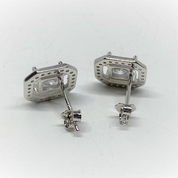 Vintage Sterling Silver White Topaz Earrings. - image 3