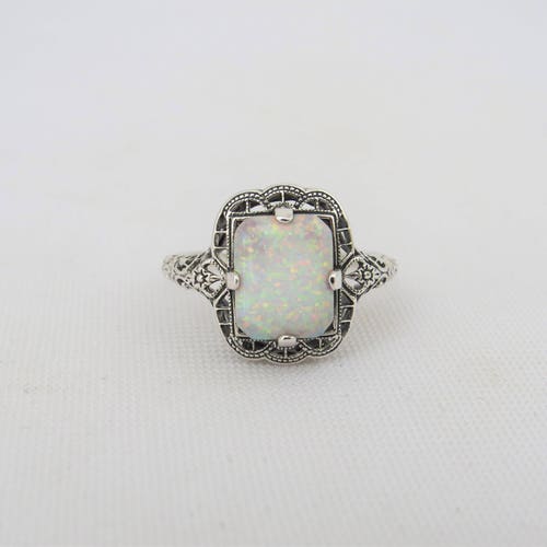 Vintage Sterling Silver Emerald Filigree Ring Size 9 | Etsy