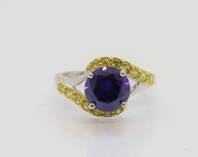 Vintage Sterling Silver Amethyst & Citrine Ring Size 7