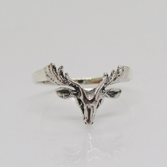 Vintage Sterling Silver Deer Ring Size 7 - image 5
