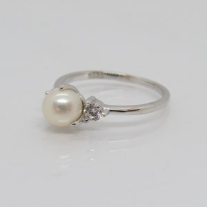 Vintage Sterling Silver White Pearl & White Topaz Engagement. - Etsy