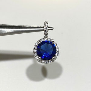 Vintage Sterling Silver Blue Sapphire & White Topaz Pendant.
