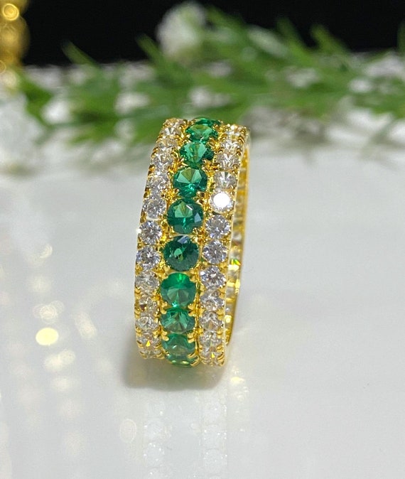 Vintage 15K 610 Solid Yellow Gold Emerald & White… - image 3