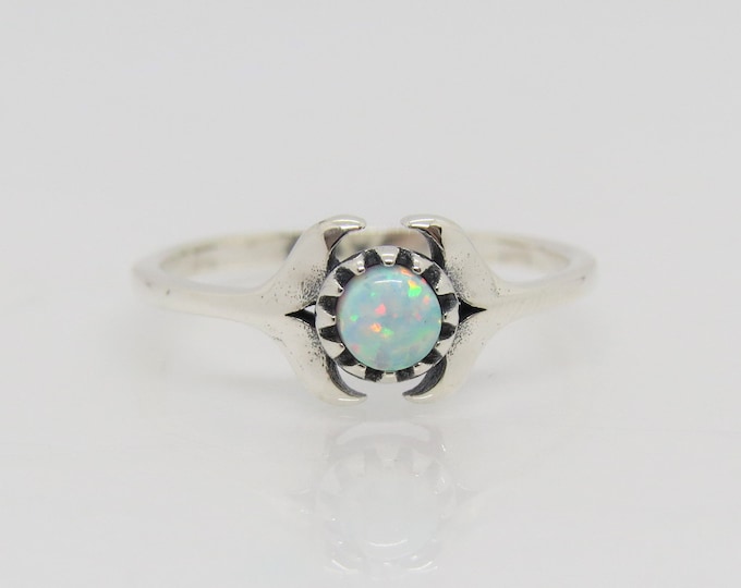 Vintage Sterling Silver Fire Opal Whale Tail Ring Size 7