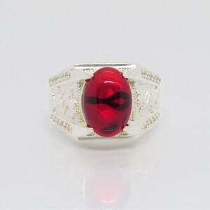 Vintage sterlingsilver rubin, vit topas drake herrring storlek 10