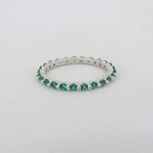 Vintage Sterling Silver Round Cut Emerald Eternity Band Ring Size 8 - Etsy