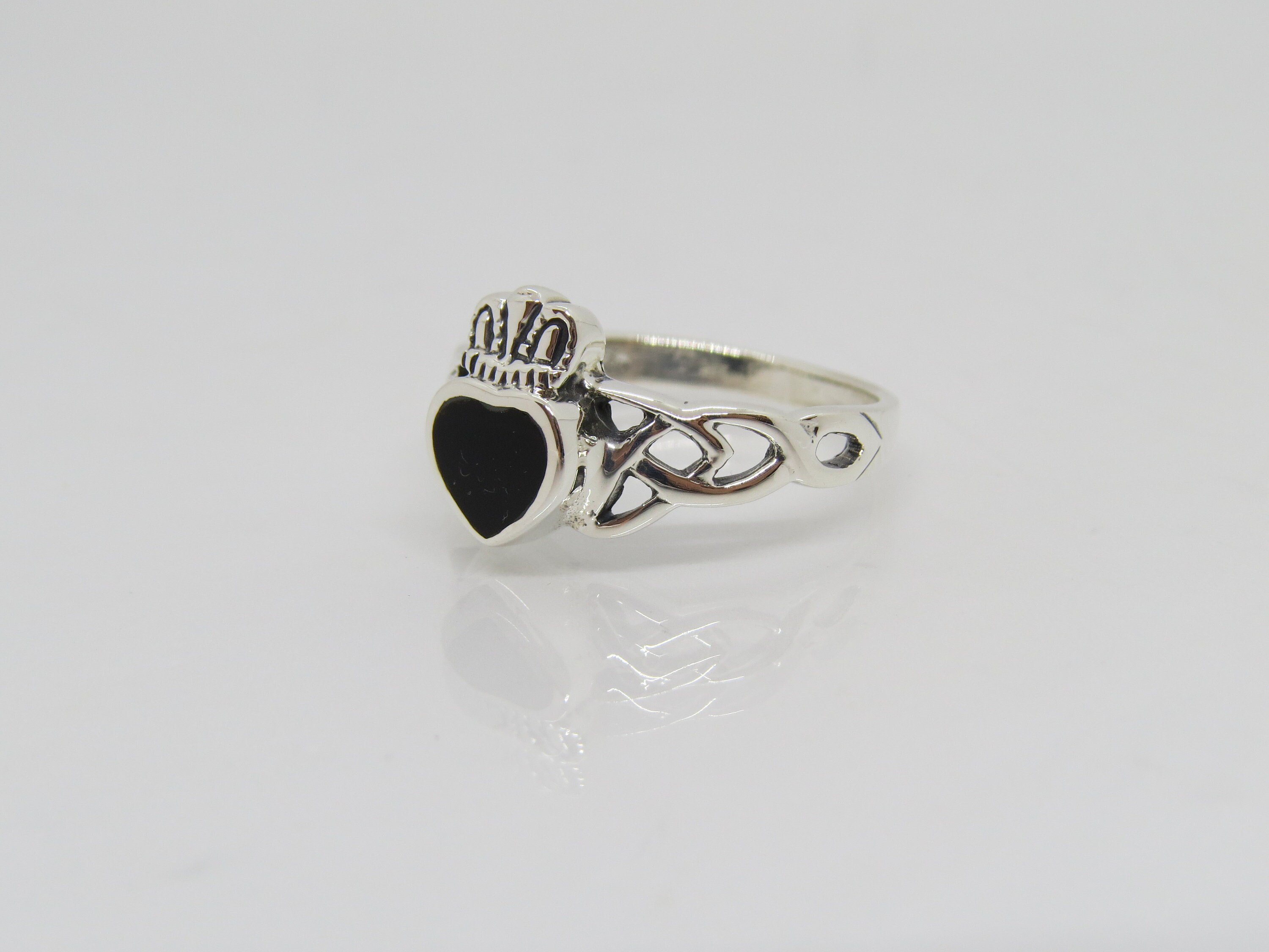 Vintage Claddagh Sterling Silver Black Onyx Ring Size 8 | Etsy
