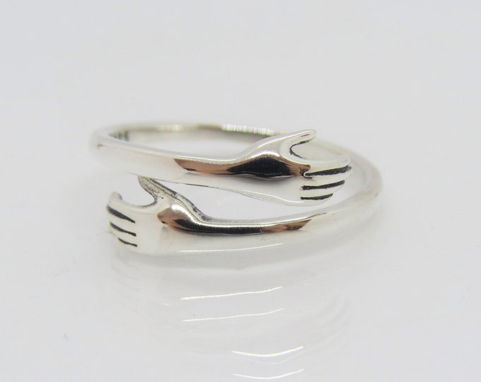 Sterling Silver Hands Adjusable Ring Size 7