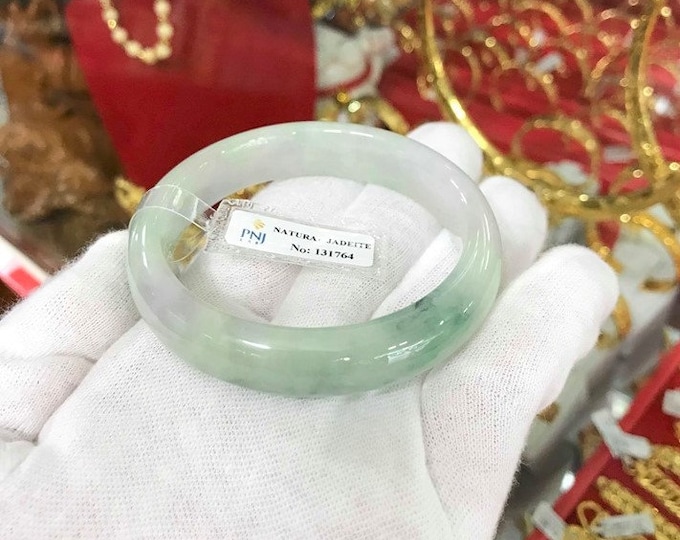 Translucent Natural Lavender , Light Green Jadeite Jade Vintage Bangle Bracelet 56.1MM