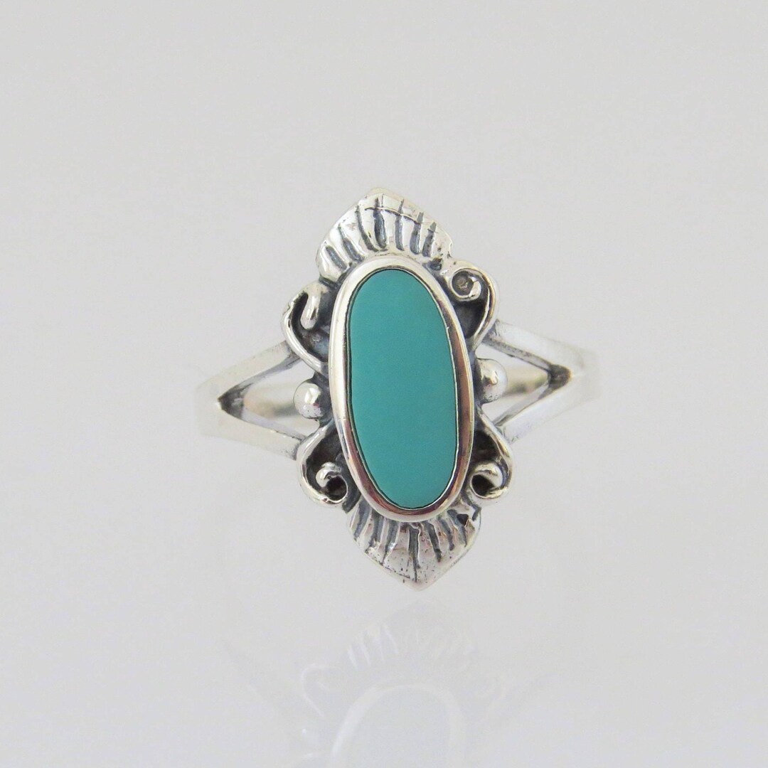 Vintage Southwestern Sterling Silver Turquoise Ring Size 8 - Etsy