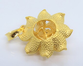 Vintage 24K 999 Pure Gold 3D Flower Pendant - Etsy Hong Kong