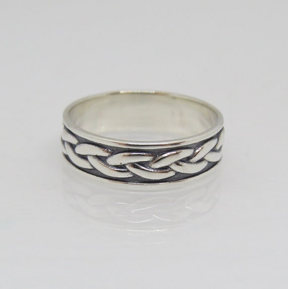 Vintage Sterling Silver Braided Band Ring Size 8 - image 4