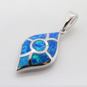 Vintage Sterling Silver Blue Opal Eye Charm Pendant