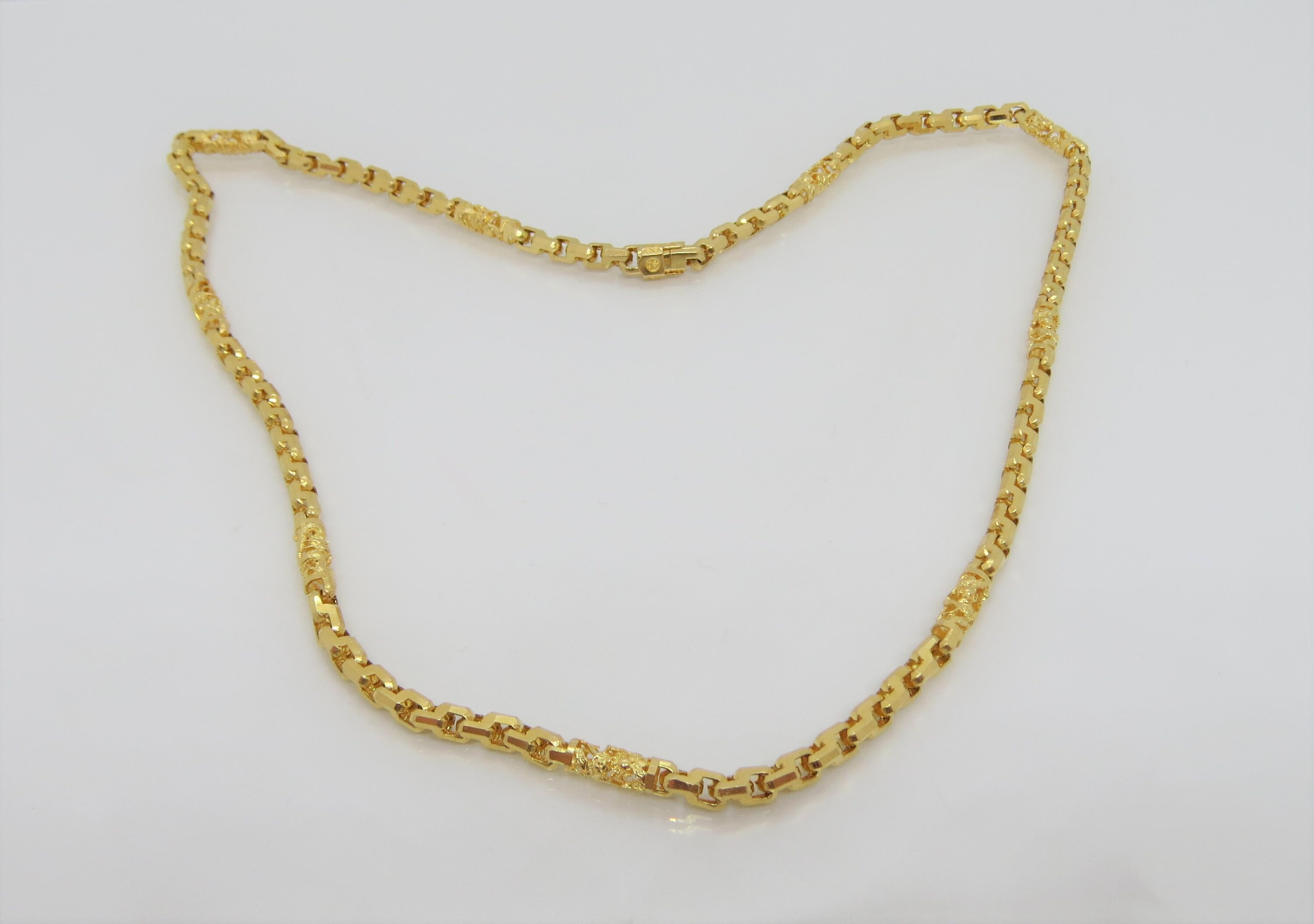 Vintage 18K Solid Yellow Gold Dragon Link Chain Heavy Gold Etsy