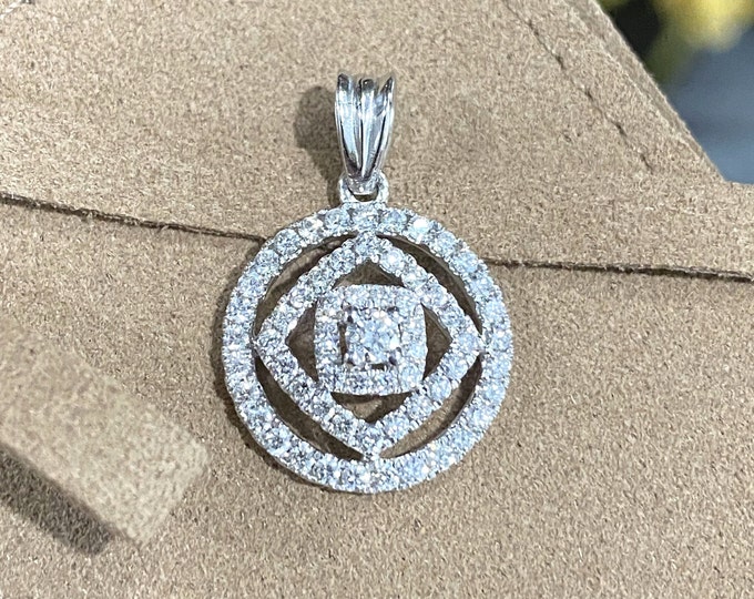 Vintage 18K White Gold 0.74ct Diamond Pendant.