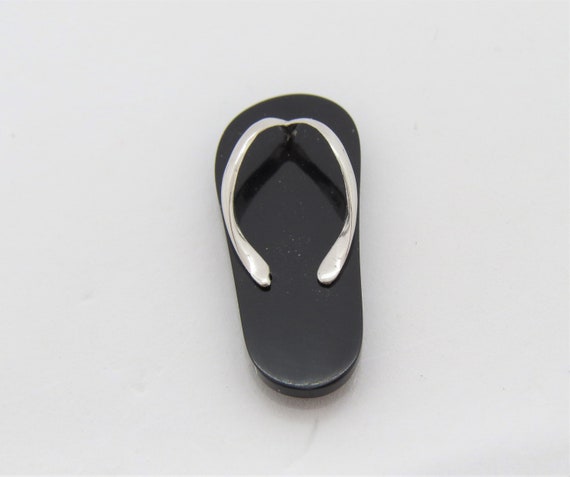 Vintage Sterling Silver Black Onyx Sandal, Shoe P… - image 2