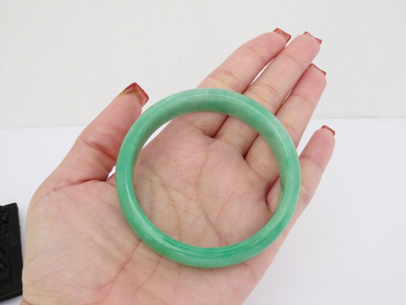 Vintage Natural Green Jade Jadeite Wide Bangle Bracelet 55MM | Etsy