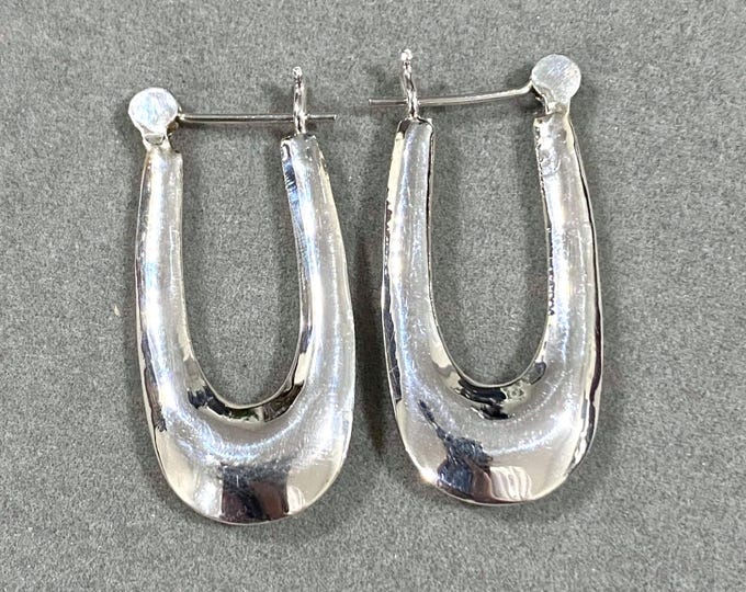 Vintage Sterling Silver Hoop Earrings.
