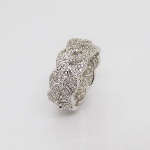 Vintage Sterling Silver White Topaz Wedding Band Ring.