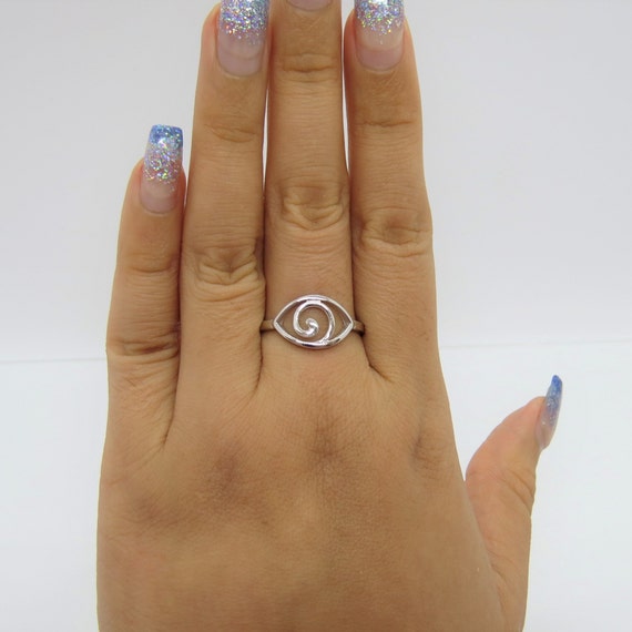 Vintage Sterling Silver Eye Evil Eye Ring Size 9 - image 6