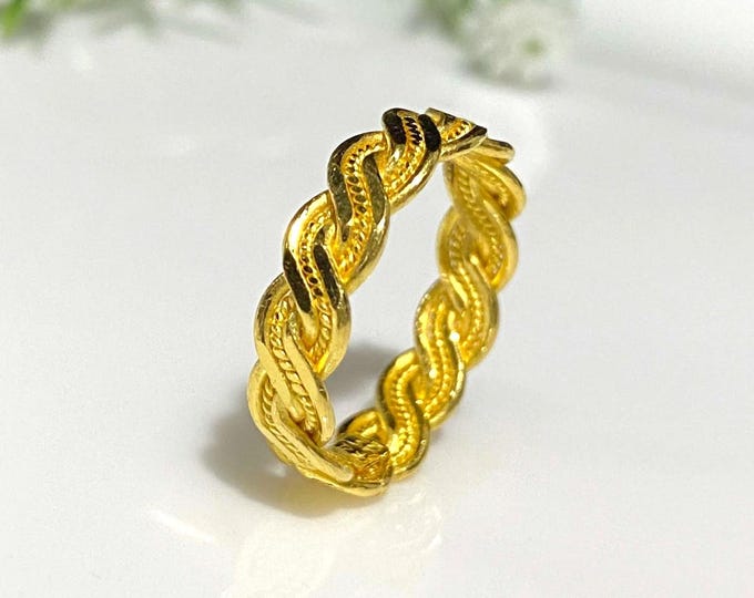 Vintage 23K 980 Pure Gold Twisted Band Ring Size 6.5