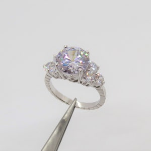 Vintage Sterling Silver White Topaz Solitaire Ring Size 7