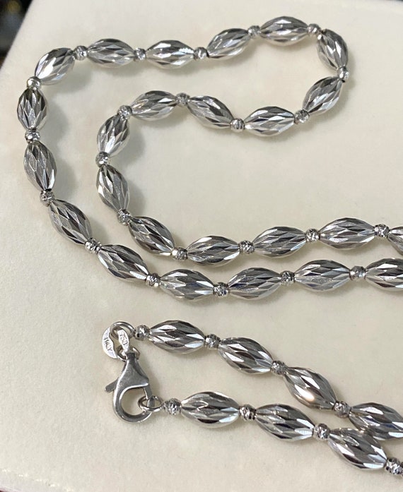 Vintage 18K 750 Solid White Gold Ball Link Chain … - image 5