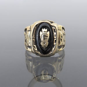 Vintage 10K Solid Yellow Gold Black Onyx 1965 Class Ring Jostens Size 7.5
