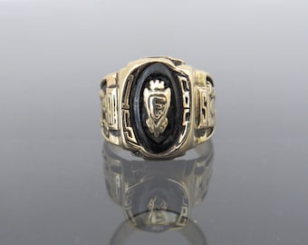 最先端 10K Vintage Solid Ring Class 1965 Onyx Black Gold Yellow 13号未満