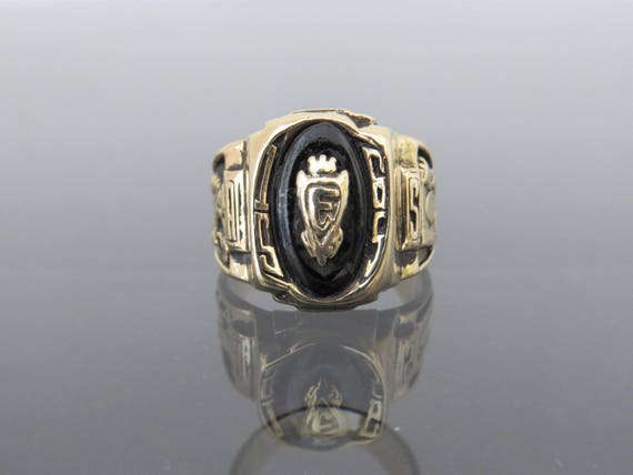 Vintage 10K Solid Yellow Gold Black Onyx 1965 Cla… - image 1