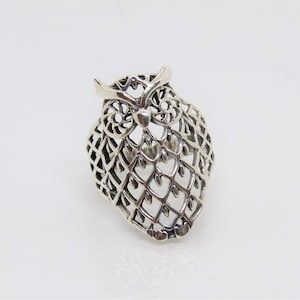 Vintage sterlingsilverring med uggla, filigran, storlek 8
