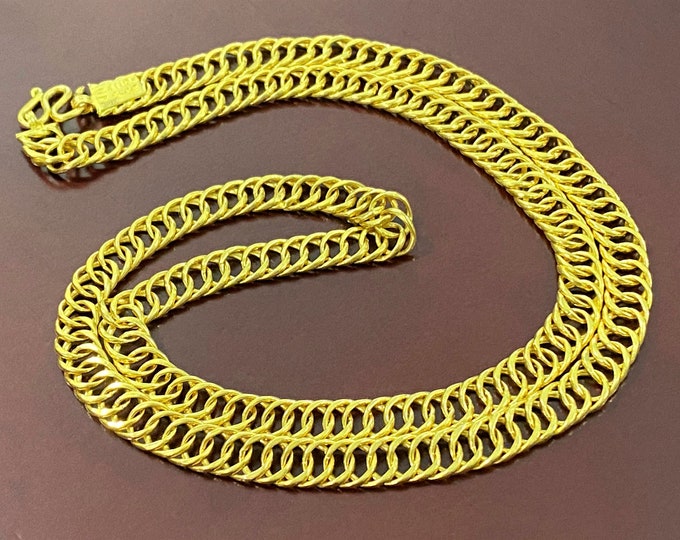 Vintage 24K 980 Pure Gold Cuban Link Chain Necklace 22''
