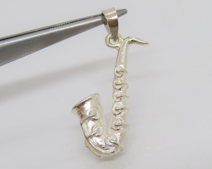 Vintage Sterling Silver Saxophone Charm Pendant