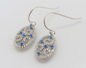 Boucles D'oreilles En Argent Avec Topaze Mystique Et Opale De Feu Bleu - Neuf