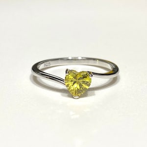 Sterling Silver Heart cut Citrine Ring.